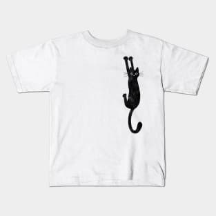 Black Cat Holding Vintage Kids T-Shirt
